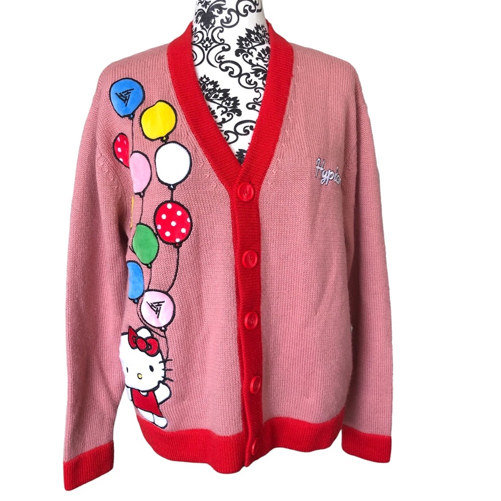 SOLD HELLO KITTY BALLOONS KNIT CARDIGAN (PINK) - Picture 1 of 16